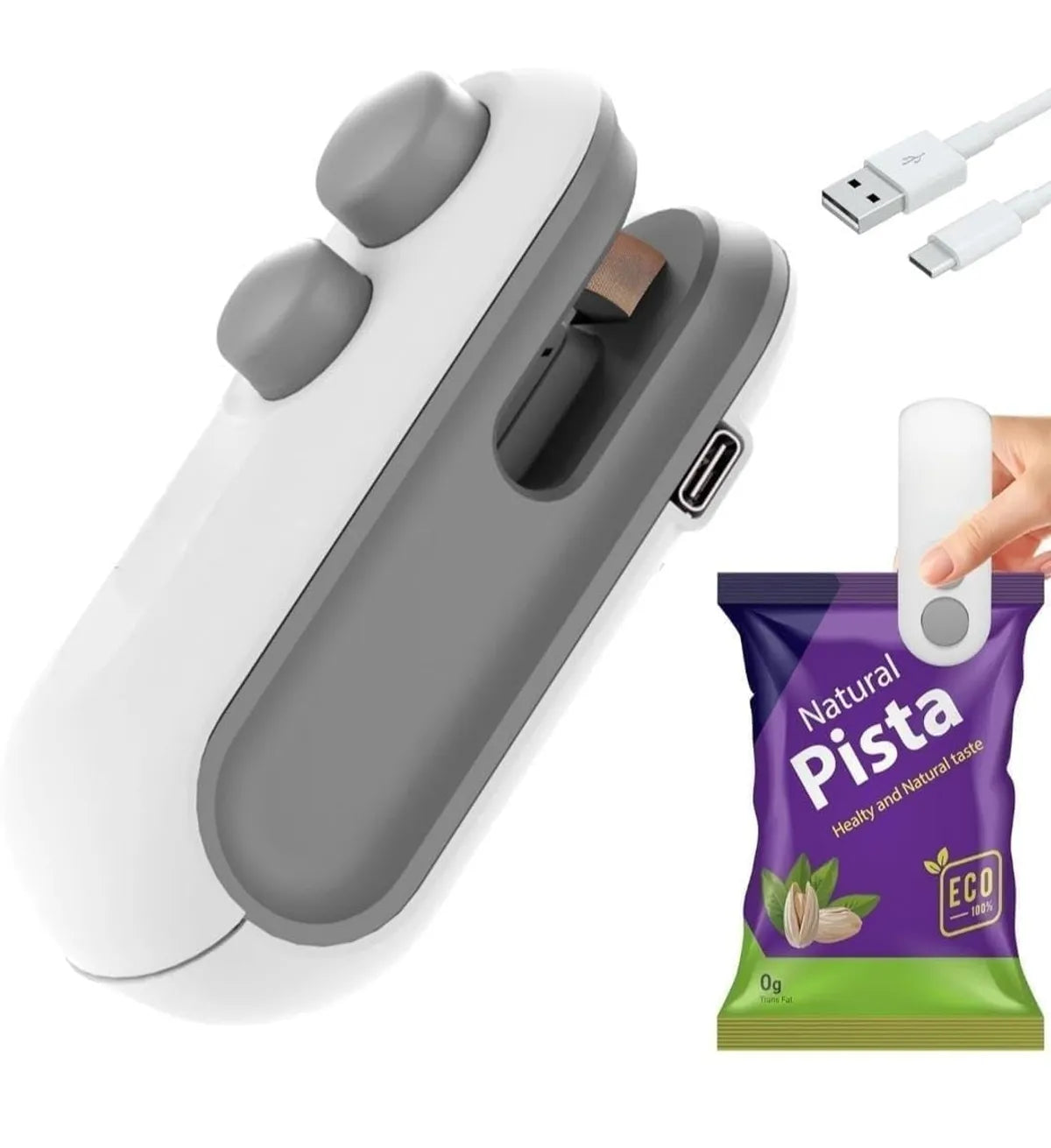 Portable Mini Sealing Machine 2 In 1 USB Rechargeable Magnetic Bag Sealer Heat Seal With Cutter, Plastic Bags Packing Machine Home Appliances