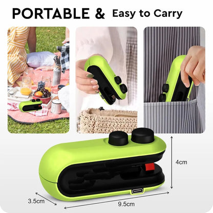 Portable Mini Sealing Machine 2 In 1 USB Rechargeable Magnetic Bag Sealer Heat Seal With Cutter, Plastic Bags Packing Machine Home Appliances