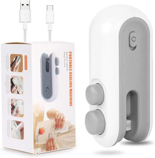 Portable Mini Sealing Machine 2 In 1 USB Rechargeable Magnetic Bag Sealer Heat Seal With Cutter, Plastic Bags Packing Machine Home Appliances